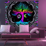 Arazzo fluorescente albero vita psichedelica luna Home - Accessori e Decorazioni Naty Shop