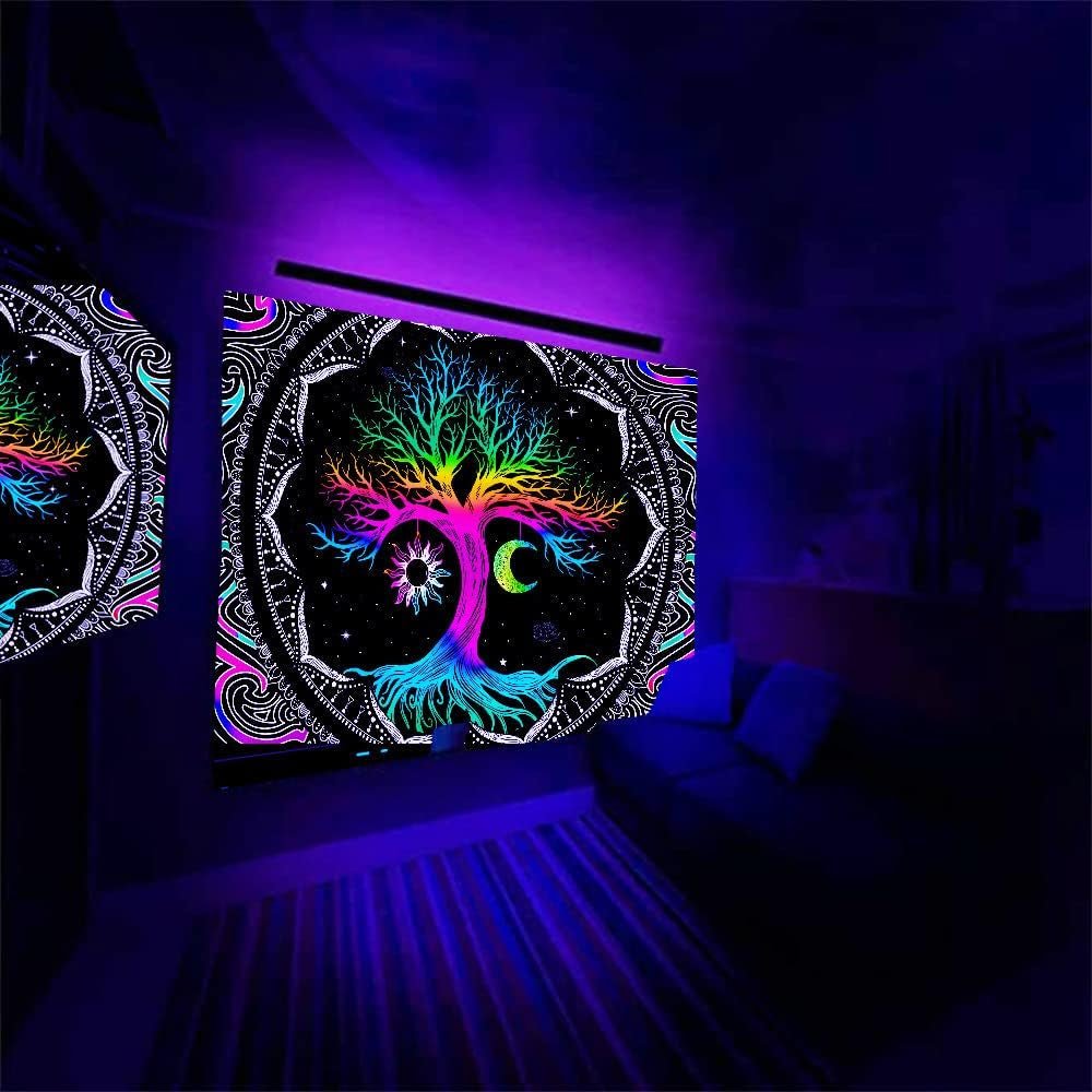 Arazzo fluorescente albero vita psichedelica luna Home - Accessori e Decorazioni Naty Shop