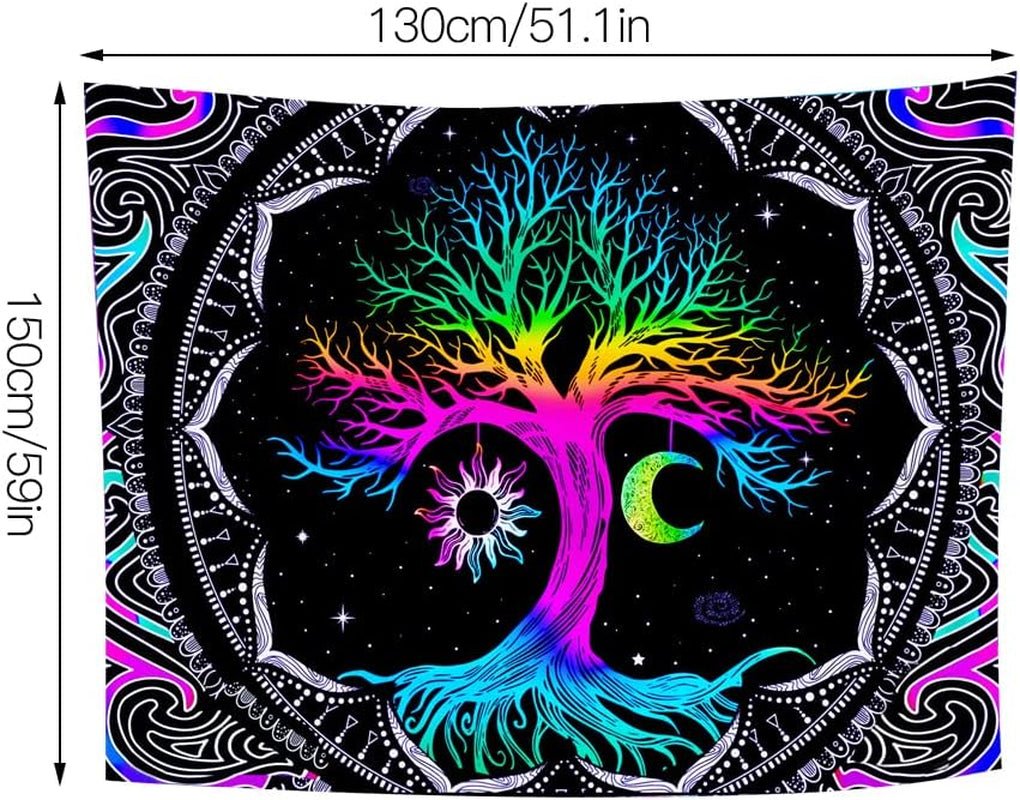 Arazzo fluorescente albero vita psichedelica luna Home - Accessori e Decorazioni Naty Shop
