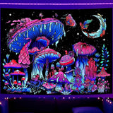 Arazzo Galassia Luce Nera Cielo Stellato Blu Reattivo Home - Accessori e Decorazioni Naty Shop Fungo 200L X 150B Cm
