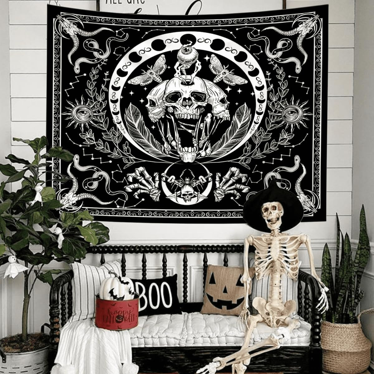 Arazzo gotico halloween banner nero bianco Home - Accessori e Decorazioni Naty Shop