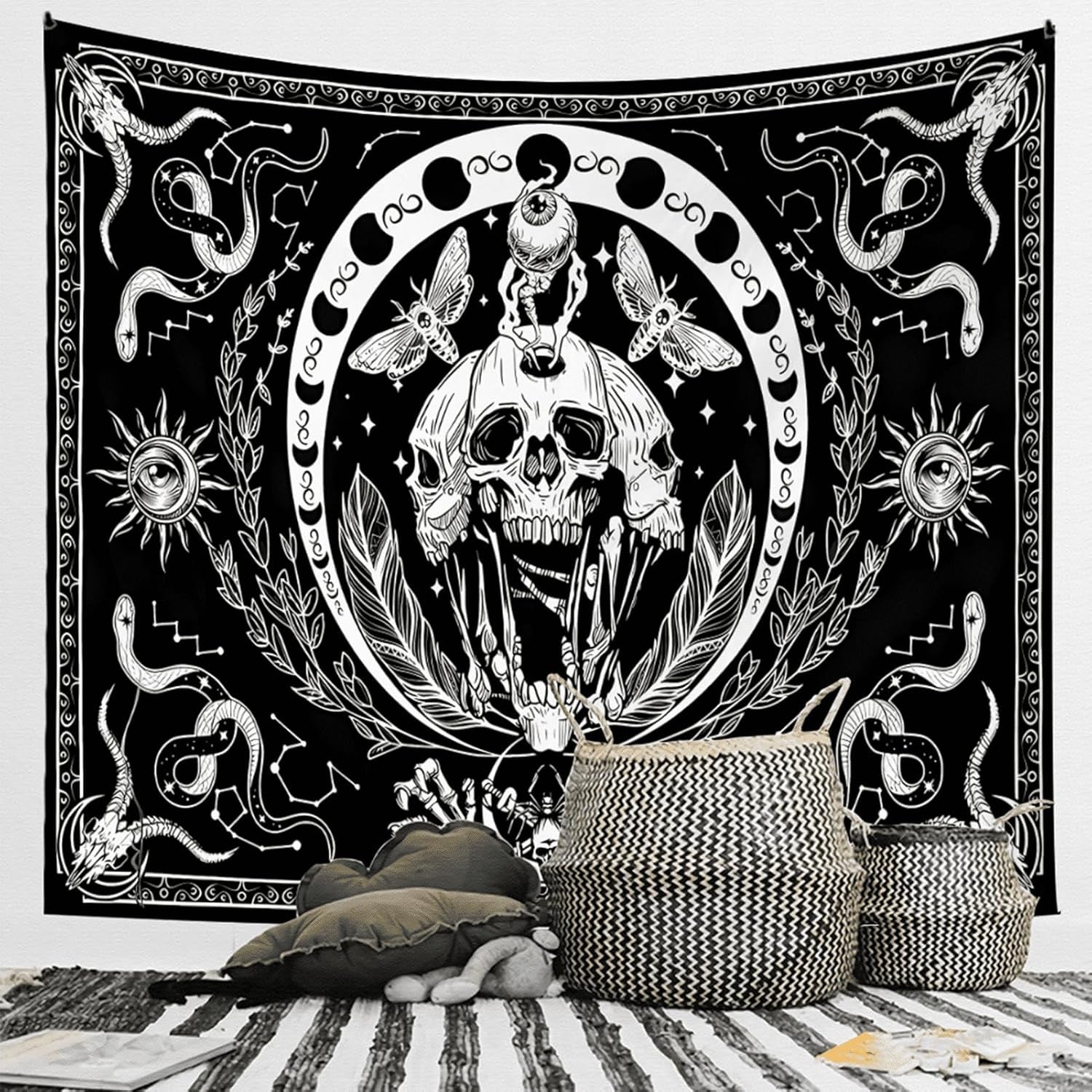 Arazzo gotico halloween banner nero bianco Home - Accessori e Decorazioni Naty Shop