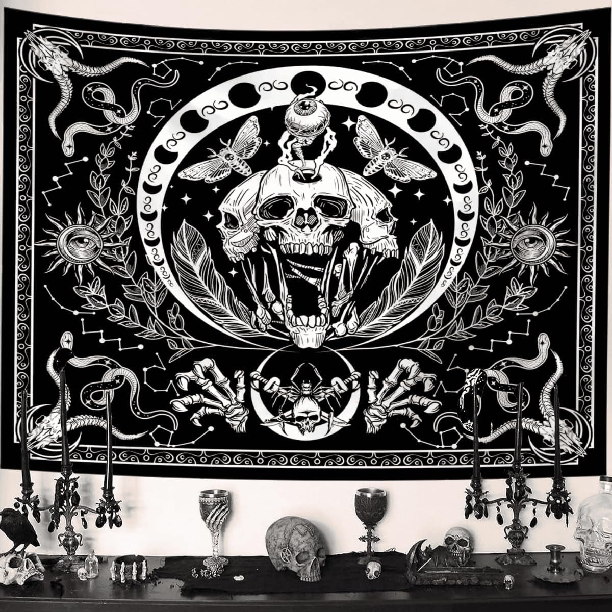 Arazzo gotico halloween banner nero bianco Home - Accessori e Decorazioni Naty Shop