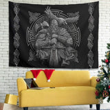 Arazzo grigio vichingo odino ascia spada corvo croce Home - Accessori e decorazioni Naty Shop Titolo predefinito