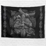 Arazzo grigio vichingo odino ascia spada corvo croce Home - Accessori e Decorazioni Naty Shop