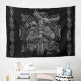 Arazzo grigio vichingo odino ascia spada corvo croce Home - Accessori e Decorazioni Naty Shop