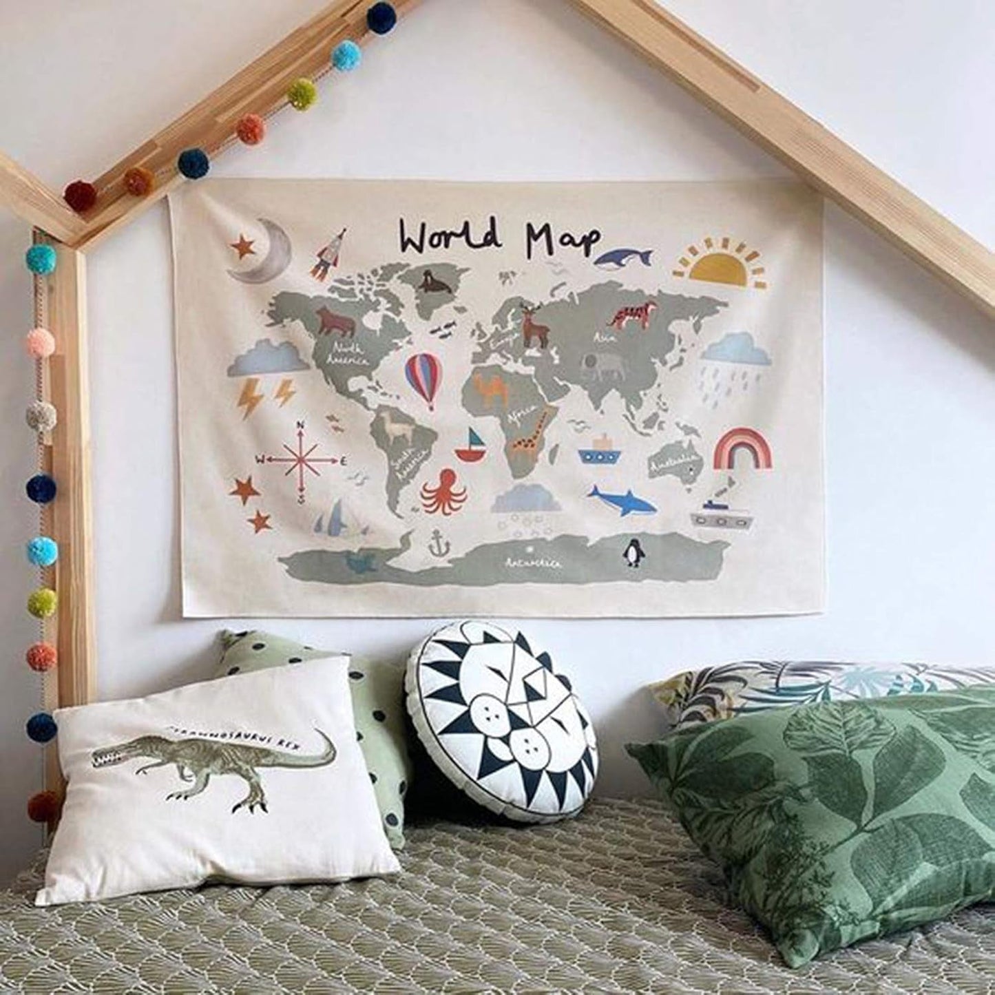 Arazzo Haokaini mappa del mondo foto lettino Home - Accessori e decorazioni Naty Shop