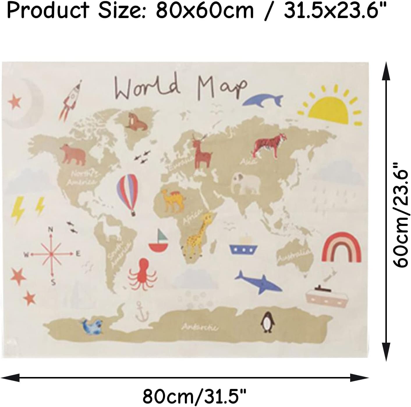 Arazzo Haokaini mappa del mondo foto lettino Home - Accessori e decorazioni Naty Shop