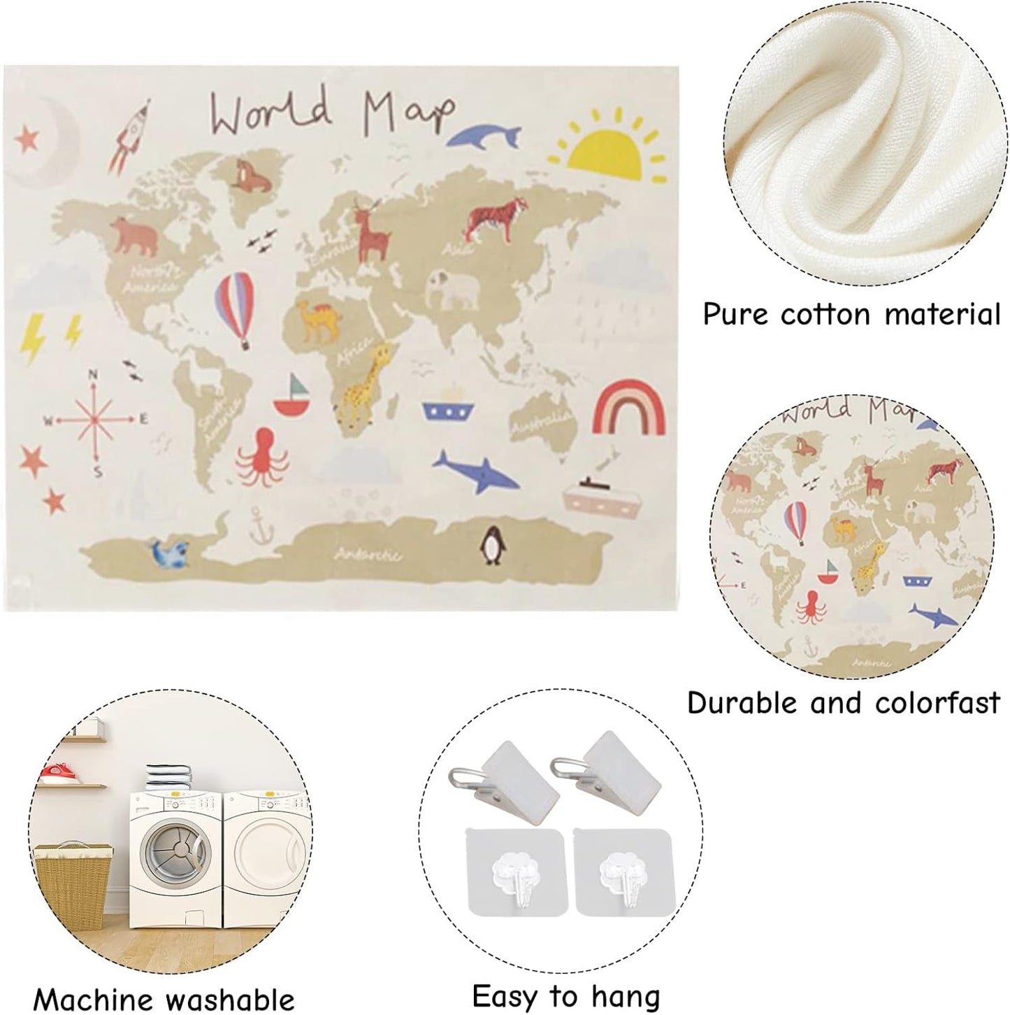 Arazzo Haokaini mappa del mondo foto lettino Home - Accessori e decorazioni Naty Shop