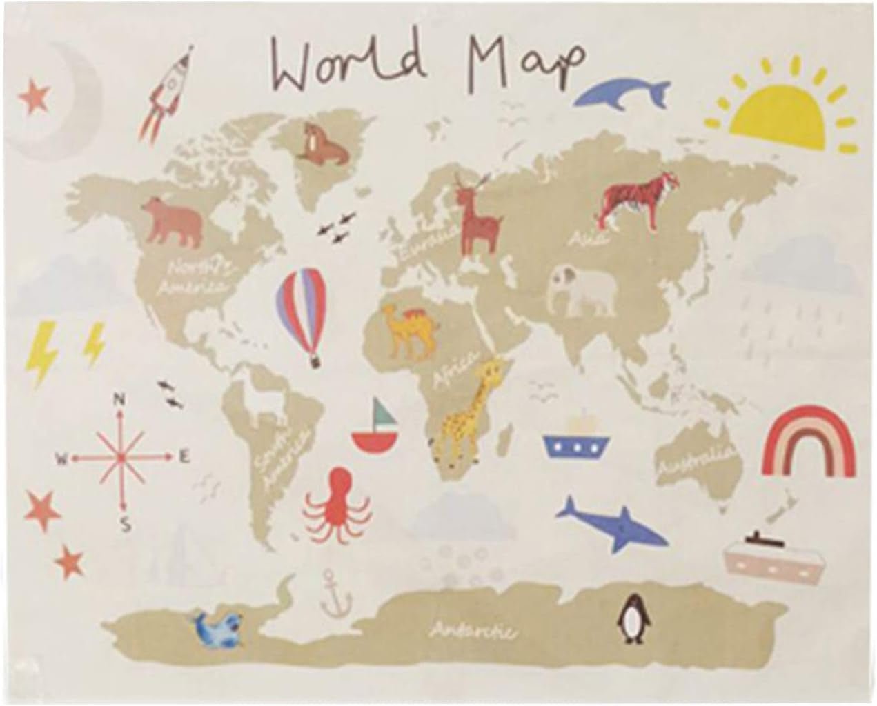 Foto del lettino per bambini con mappa del mondo arazzo Haokaini Home - Accessori e decorazioni Titolo predefinito di Naty Shop
