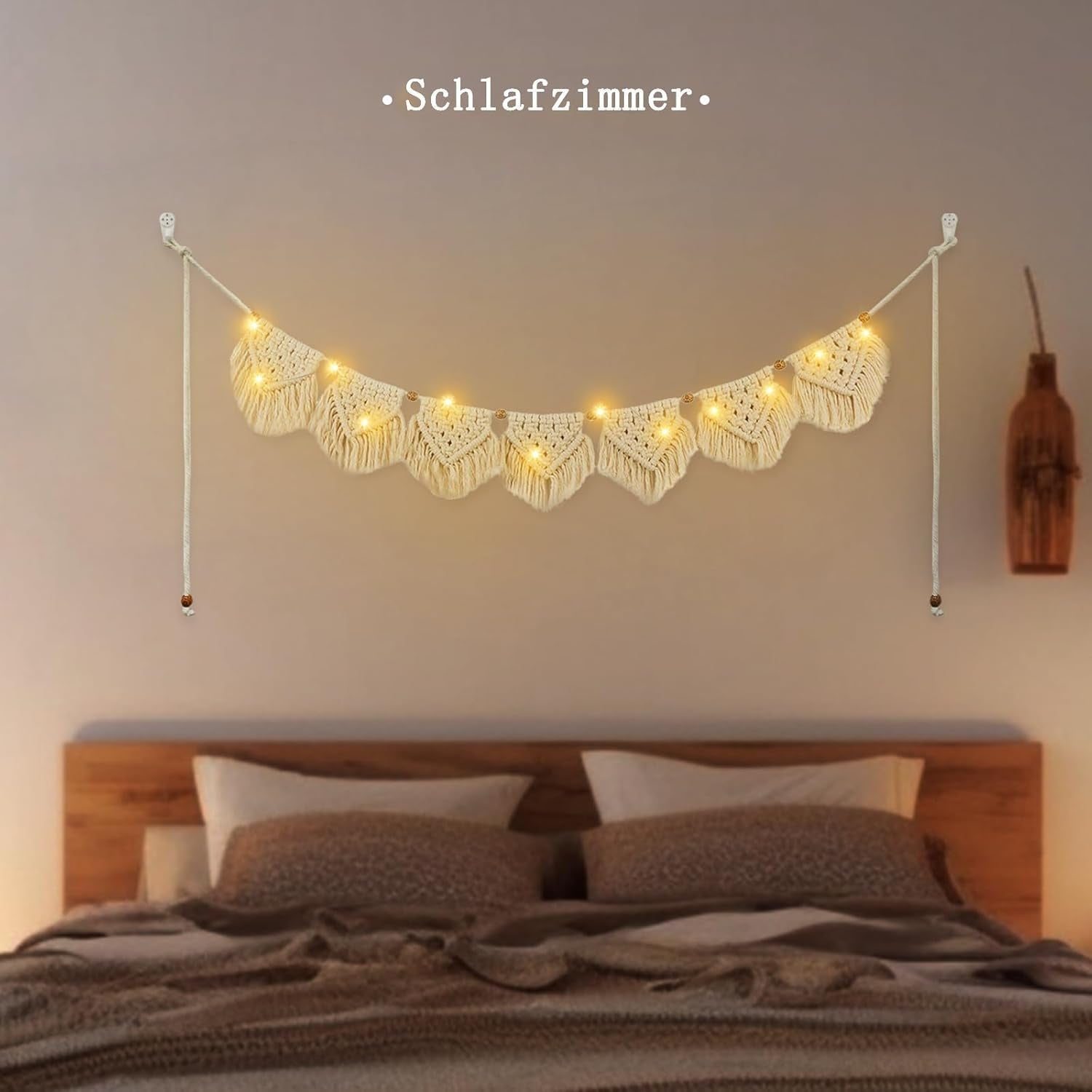 Arazzo ihonyi deco chic con frange ghirlanda led Home - Accessori e Decorazioni Naty Shop