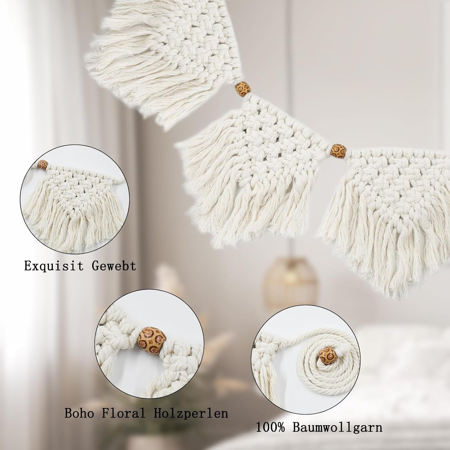Arazzo ihonyi deco chic con frange ghirlanda led Home - Accessori e Decorazioni Naty Shop