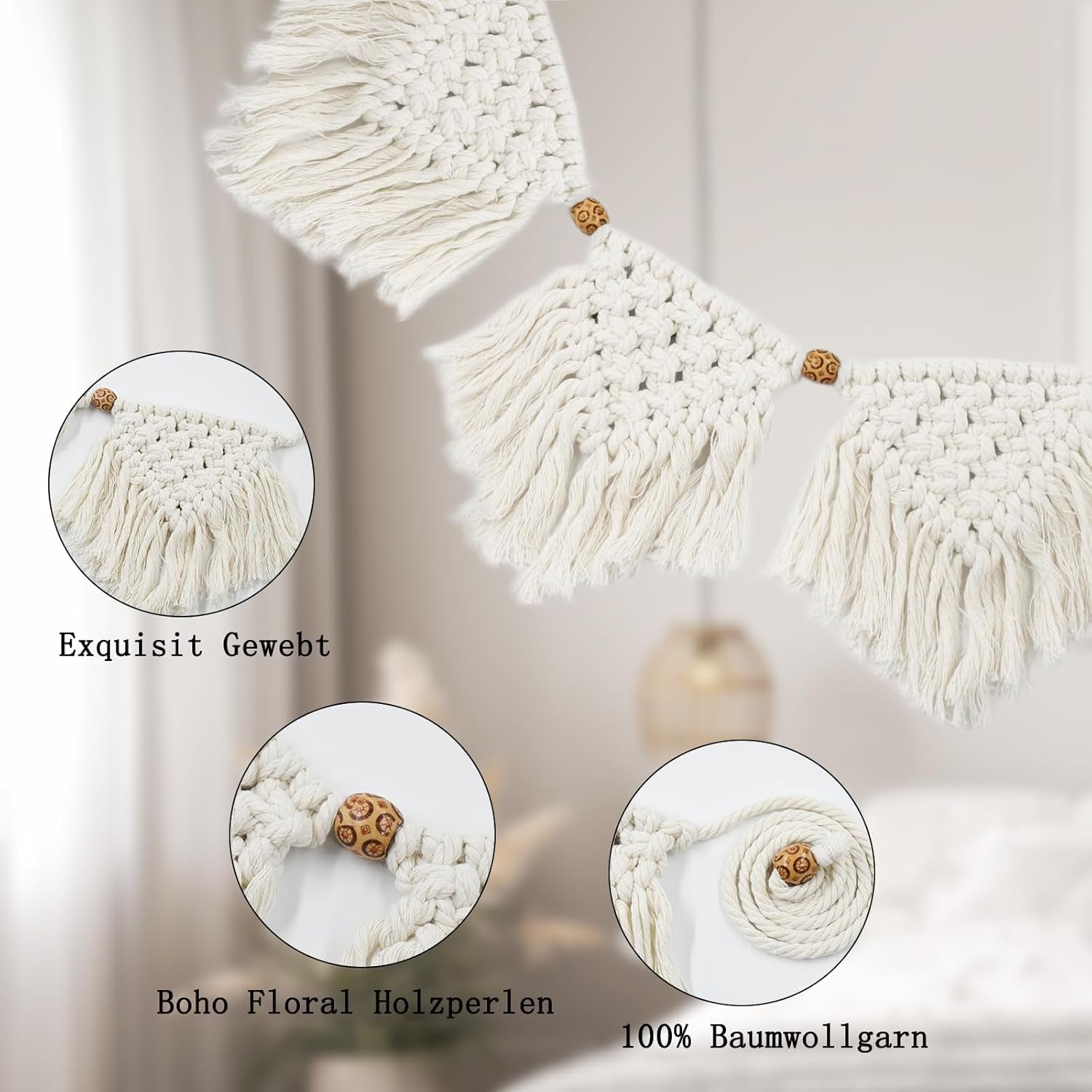 Arazzo ihonyi deco chic con frange ghirlanda led Home - Accessori e Decorazioni Naty Shop