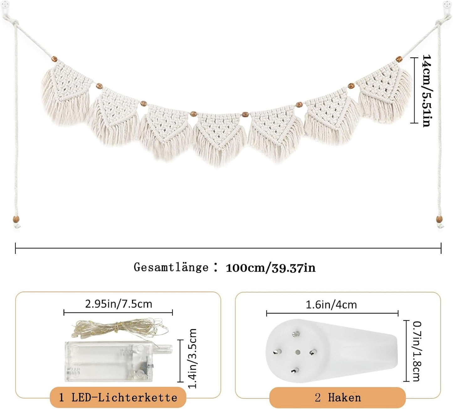Arazzo ihonyi deco chic con frange ghirlanda led Home - Accessori e Decorazioni Naty Shop
