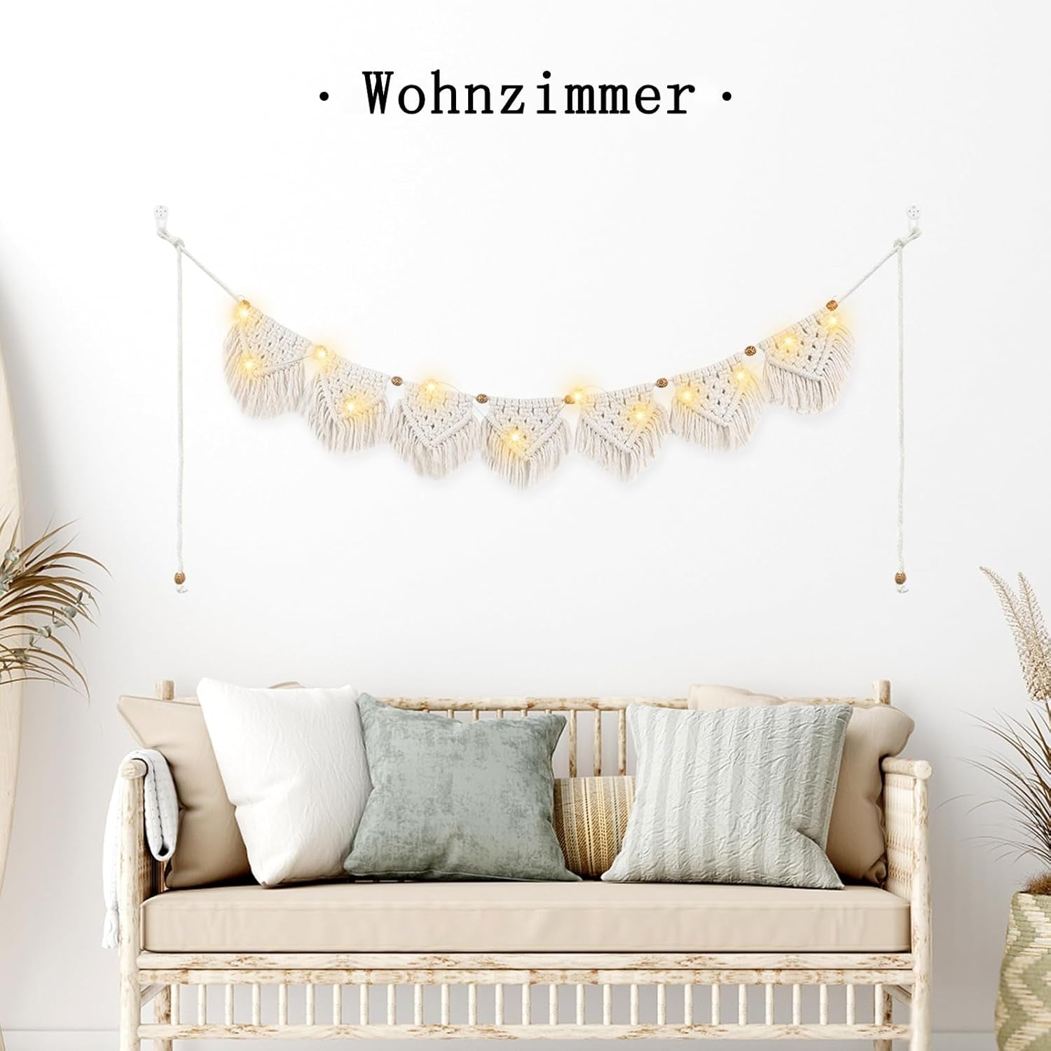 Arazzo ihonyi deco chic con frange ghirlanda led Home - Accessori e Decorazioni Naty Shop