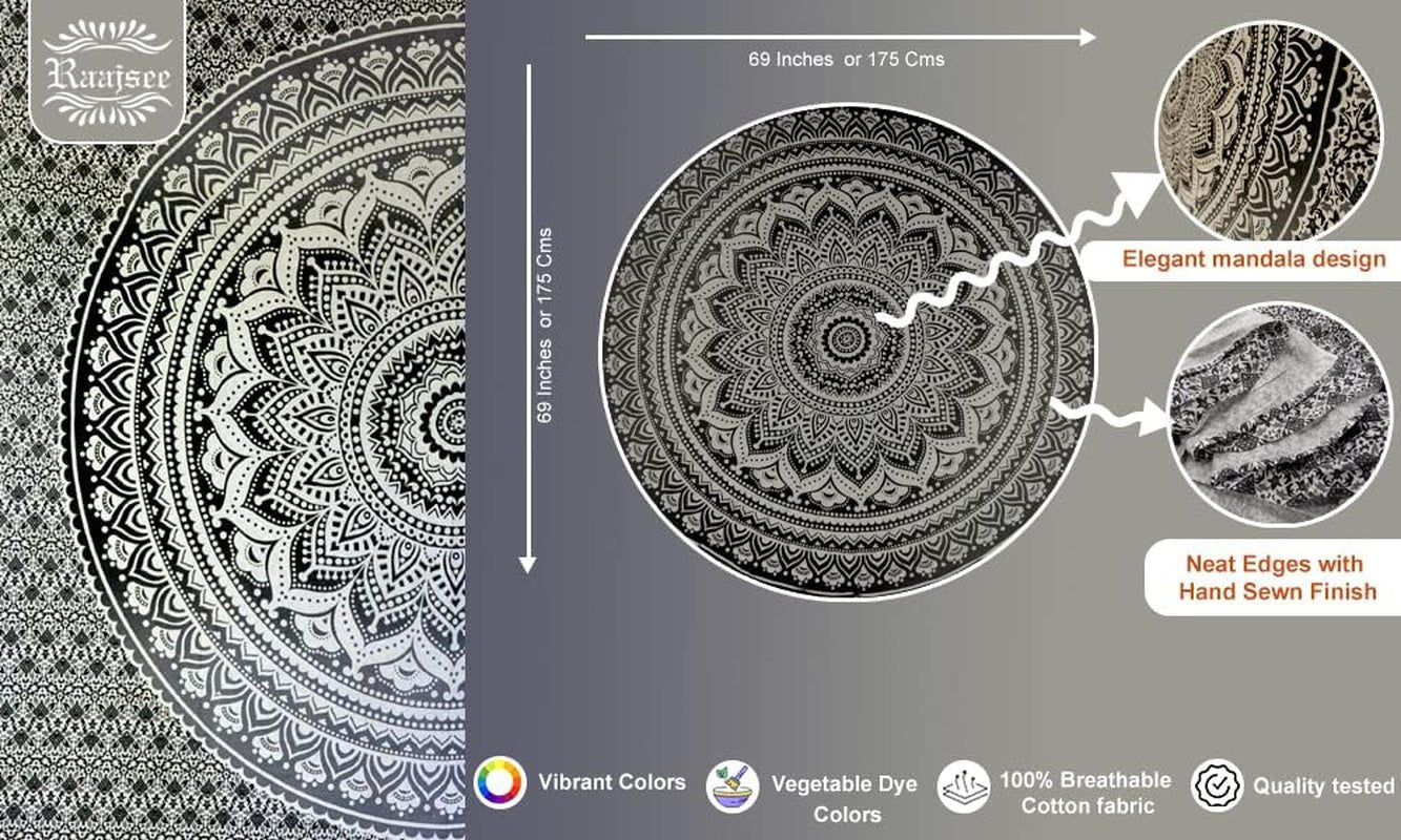Arazzo indiano telo mare rotondo mandala hippiegrande indiano Home - Accessori e Decorazioni Naty Shop