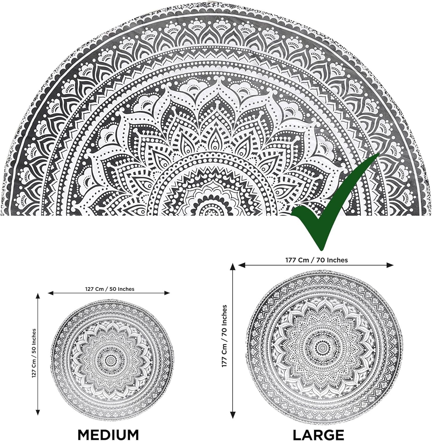 Arazzo indiano telo mare rotondo mandala hippiegrande indiano Home - Accessori e Decorazioni Naty Shop