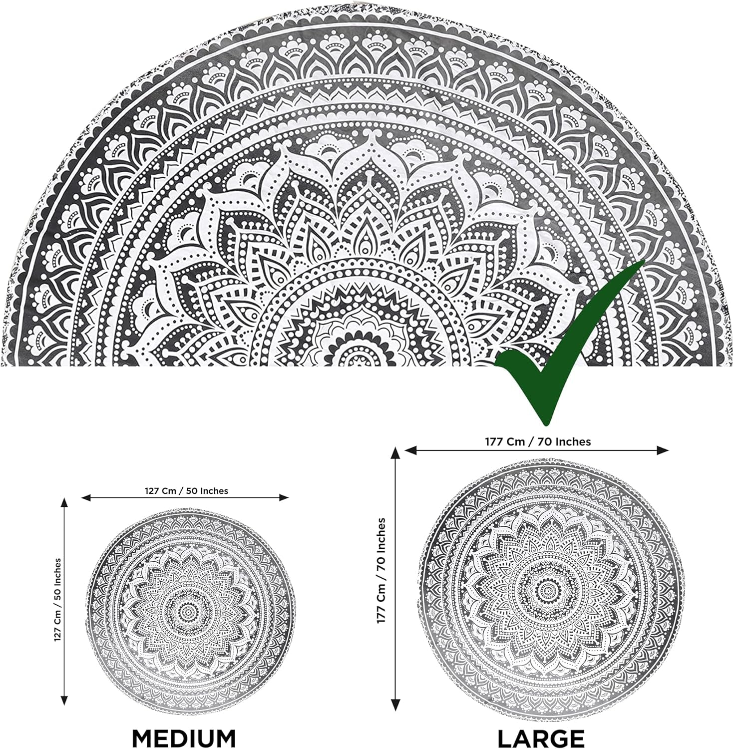 Arazzo indiano telo mare rotondo mandala hippiegrande indiano Home - Accessori e Decorazioni Naty Shop