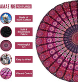 Telo mare arazzo India rotondo mandala hippie viola Home - Accessori e Decorazioni Naty Shop