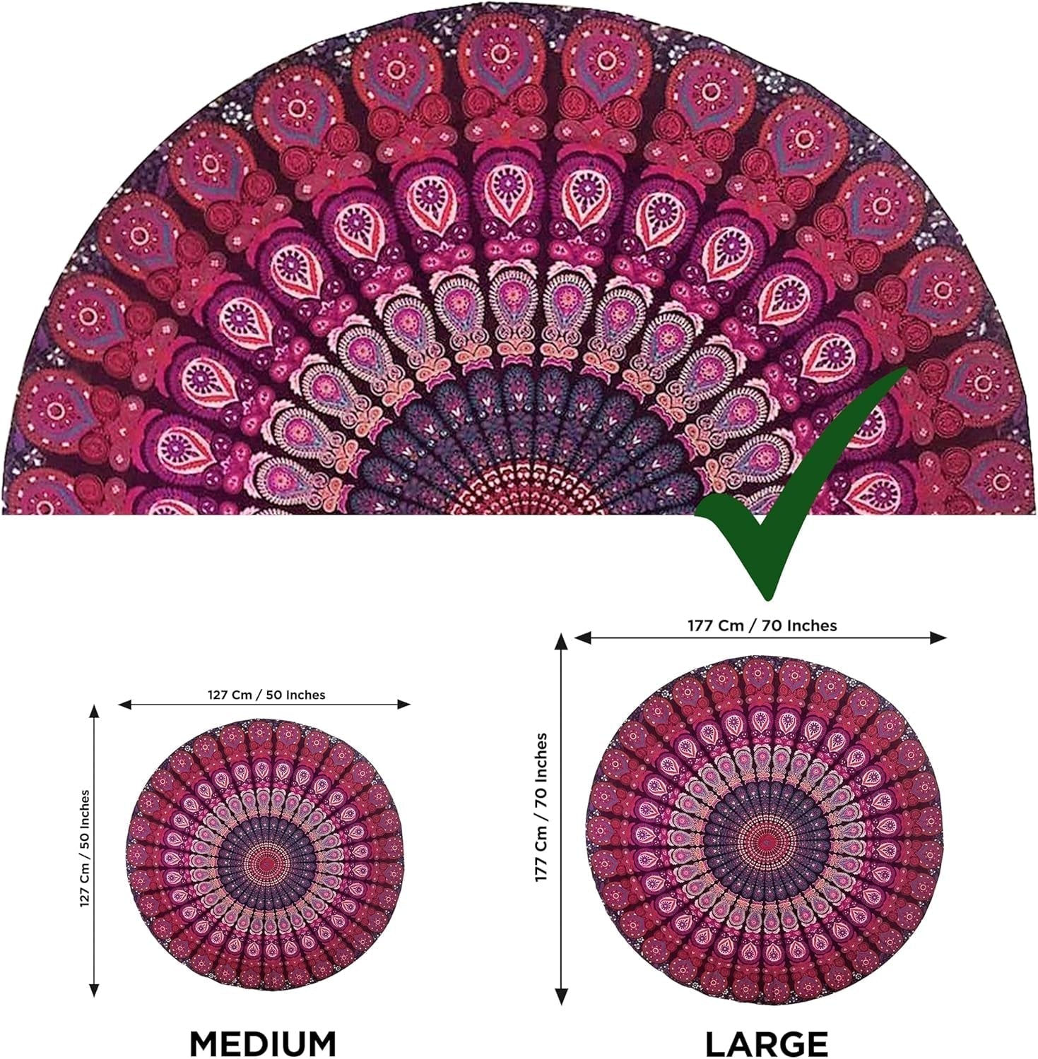 Telo mare arazzo India rotondo mandala hippie viola Home - Accessori e Decorazioni Naty Shop