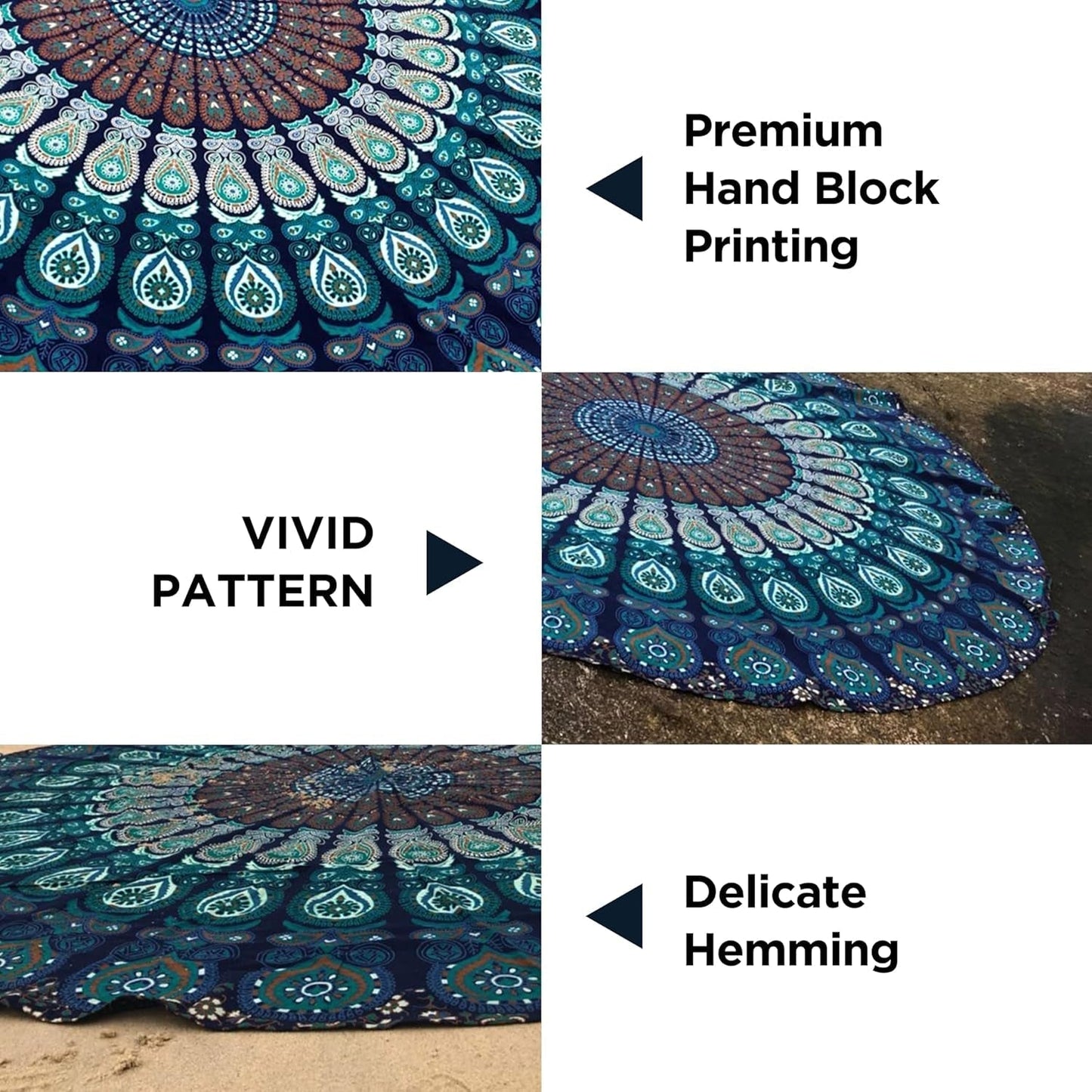 Telo mare arazzo India rotondo mandala hippie grande casa indiana - Accessori e decorazioni Naty Shop