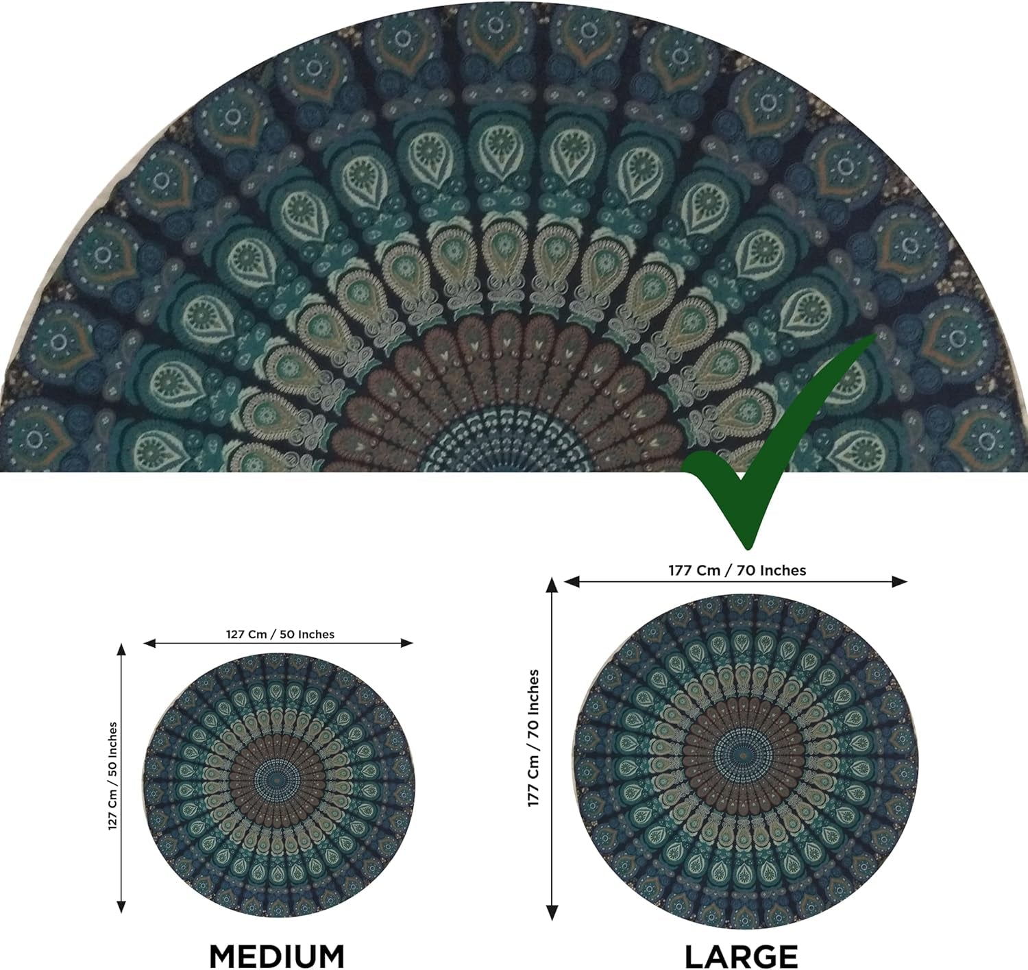 Telo mare arazzo India rotondo mandala hippie grande casa indiana - Accessori e decorazioni Naty Shop