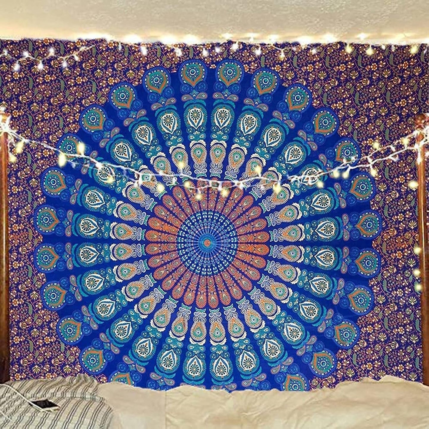 Arazzo indiano mandala psichedelico blu turchese elefante Home - Accessori e Decorazioni Naty Shop
