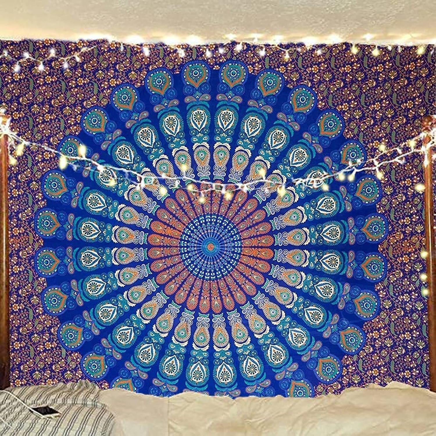 Arazzo indiano mandala psichedelico blu turchese elefante Home - Accessori e Decorazioni Naty Shop