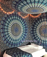 Arazzo indiano mandala psichedelico blu turchese elefante Home - Accessori e Decorazioni Naty Shop