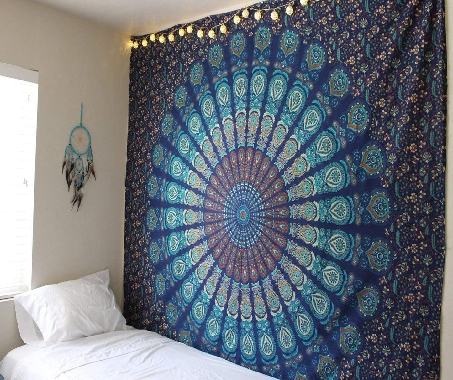 Arazzo indiano mandala psichedelico blu turchese elefante Home - Accessori e decorazioni Titolo predefinito di Naty Shop