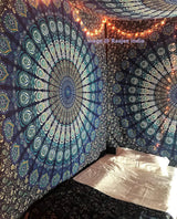 Arazzo indiano mandala psichedelico blu turchese elefante Home - Accessori e Decorazioni Naty Shop