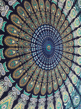 Arazzo indiano mandala psichedelico blu turchese elefante Home - Accessori e Decorazioni Naty Shop