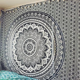 Arazzo indiano mandala psichedelico nero bianco India Home - Accessori e decorazioni Naty Shop