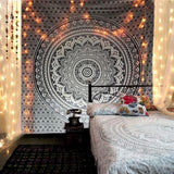 Arazzo indiano mandala psichedelico nero bianco India Home - Accessori e decorazioni Naty Shop
