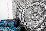 Arazzo indiano mandala psichedelico nero bianco India Home - Accessori e decorazioni Naty Shop