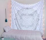 Arazzo indiano mandala argento bianco stanza estetica tela Home - Accessori e decorazioni Naty Shop