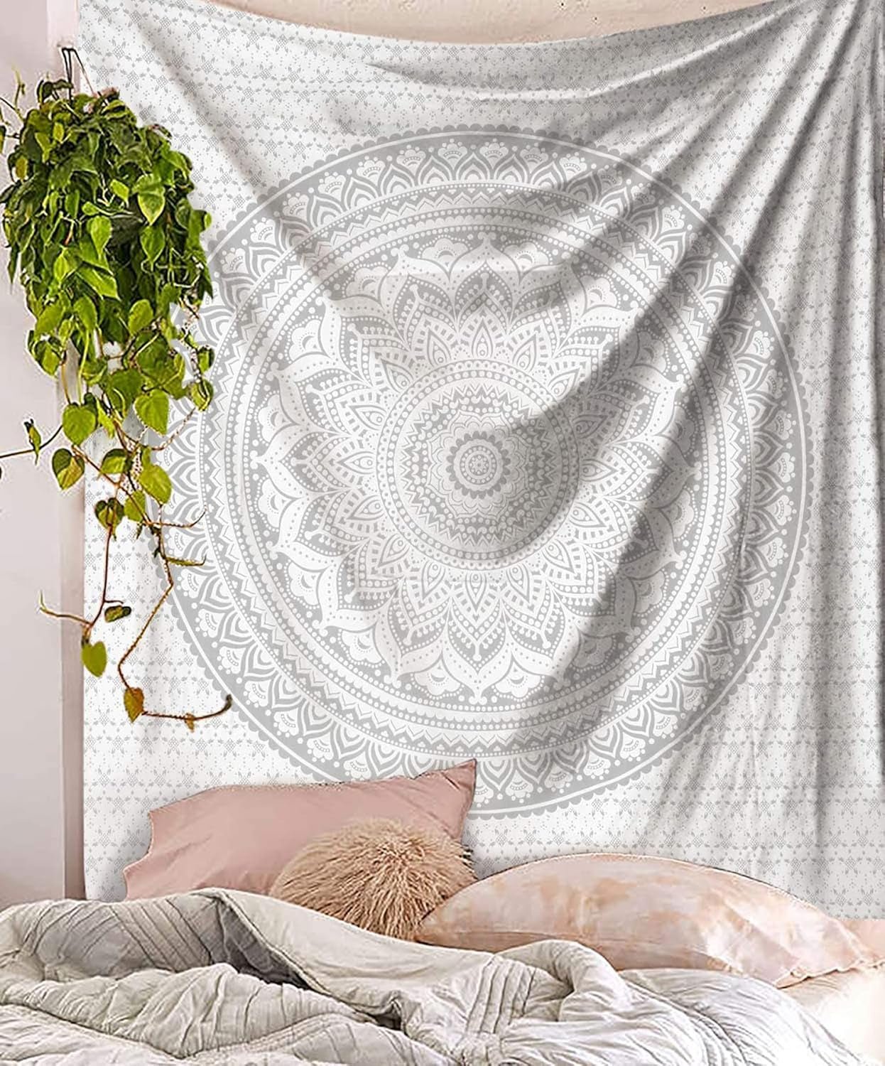 Arazzo indiano mandala argento bianco stanza estetica tela Home - Accessori e decorazioni Naty Shop