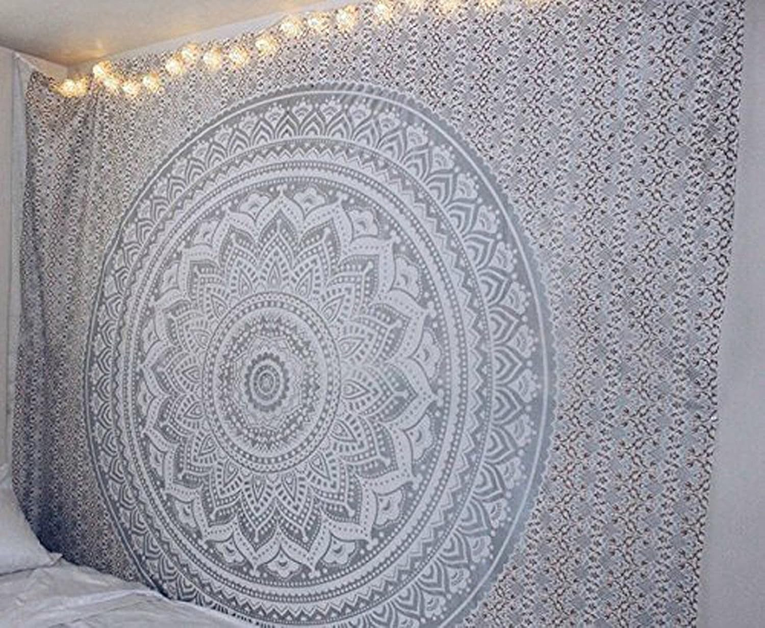 Arazzo indiano mandala argento bianco stanza estetica tela Home - Accessori e decorazioni Titolo predefinito di Naty Shop