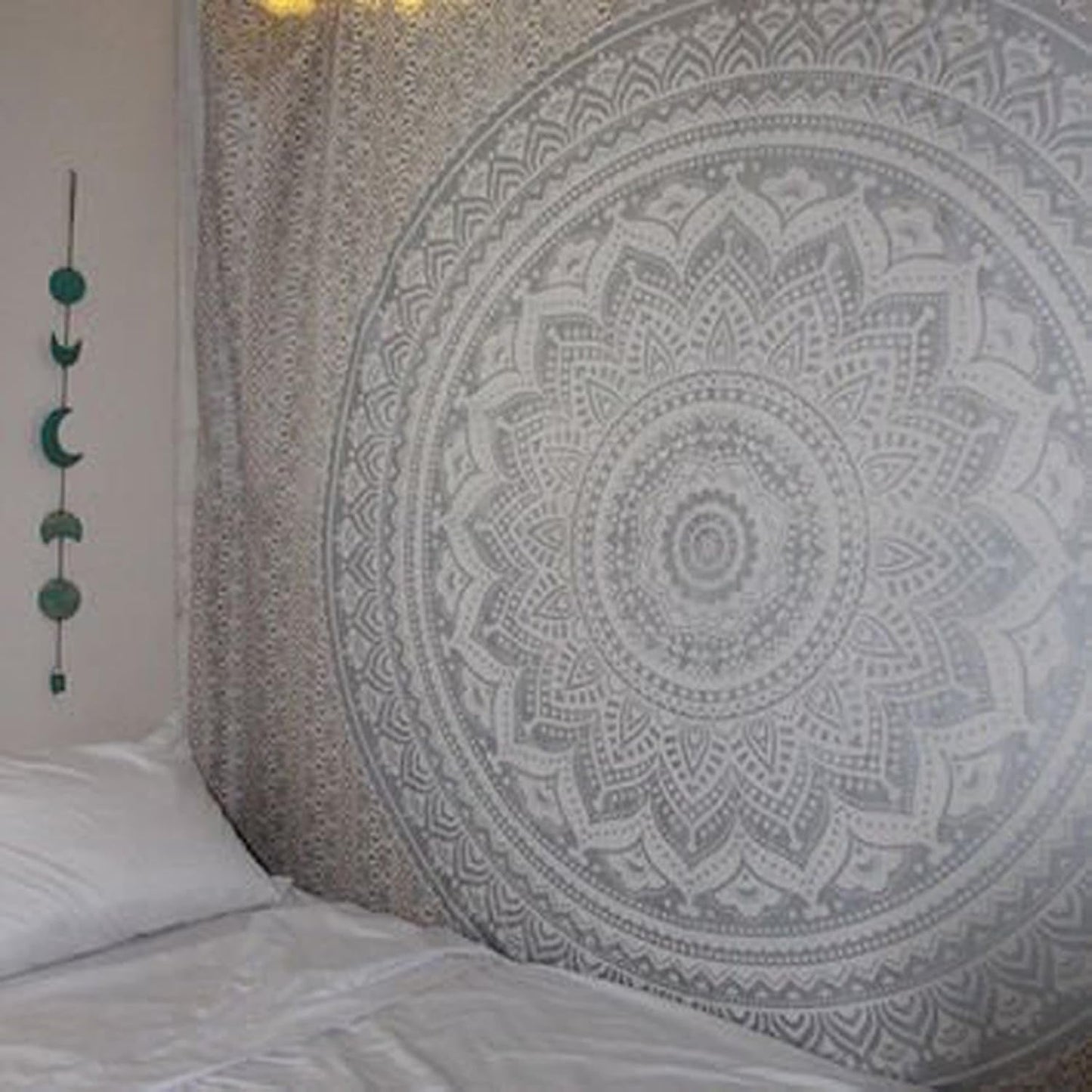 Arazzo indiano mandala argento bianco stanza estetica tela Home - Accessori e decorazioni Naty Shop