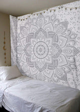 Arazzo indiano mandala argento bianco stanza estetica tela Home - Accessori e decorazioni Naty Shop