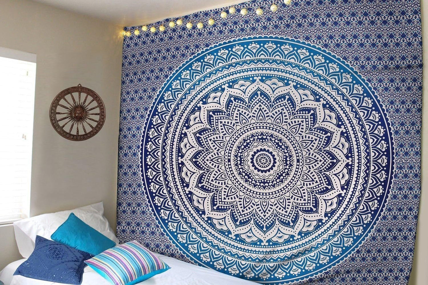 Arazzo indiano mandala blu decorazione estetica della stanza Casa - Accessori e decorazioni Naty Shop