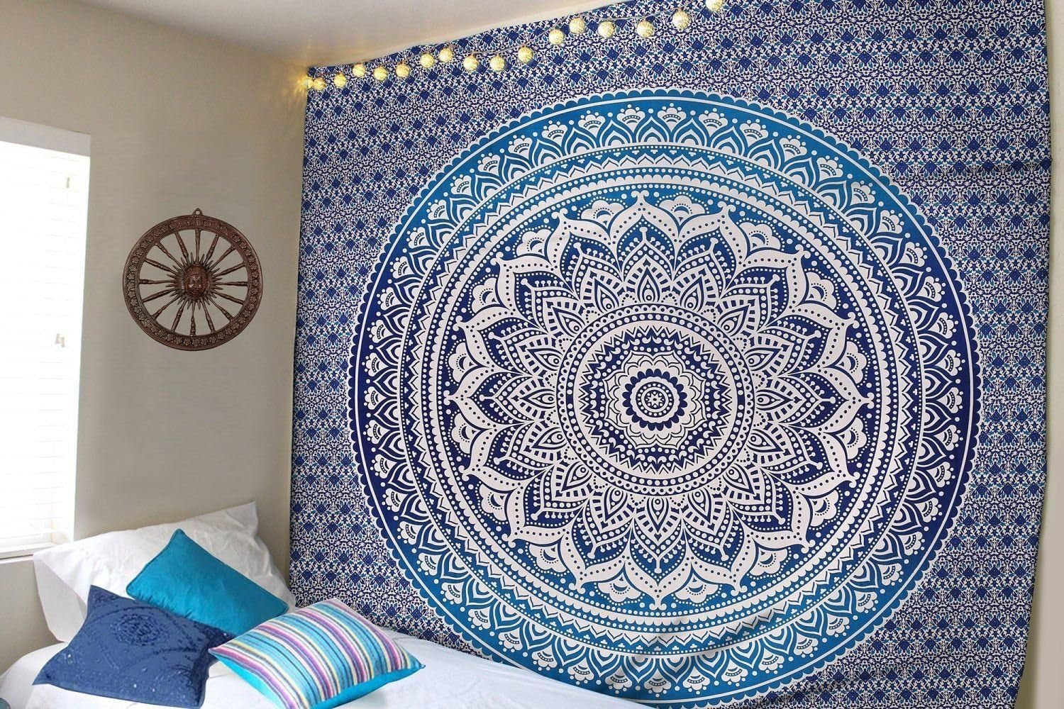 Arazzo indiano mandala blu decorazione estetica della stanza Casa - Accessori e decorazioni Naty Shop