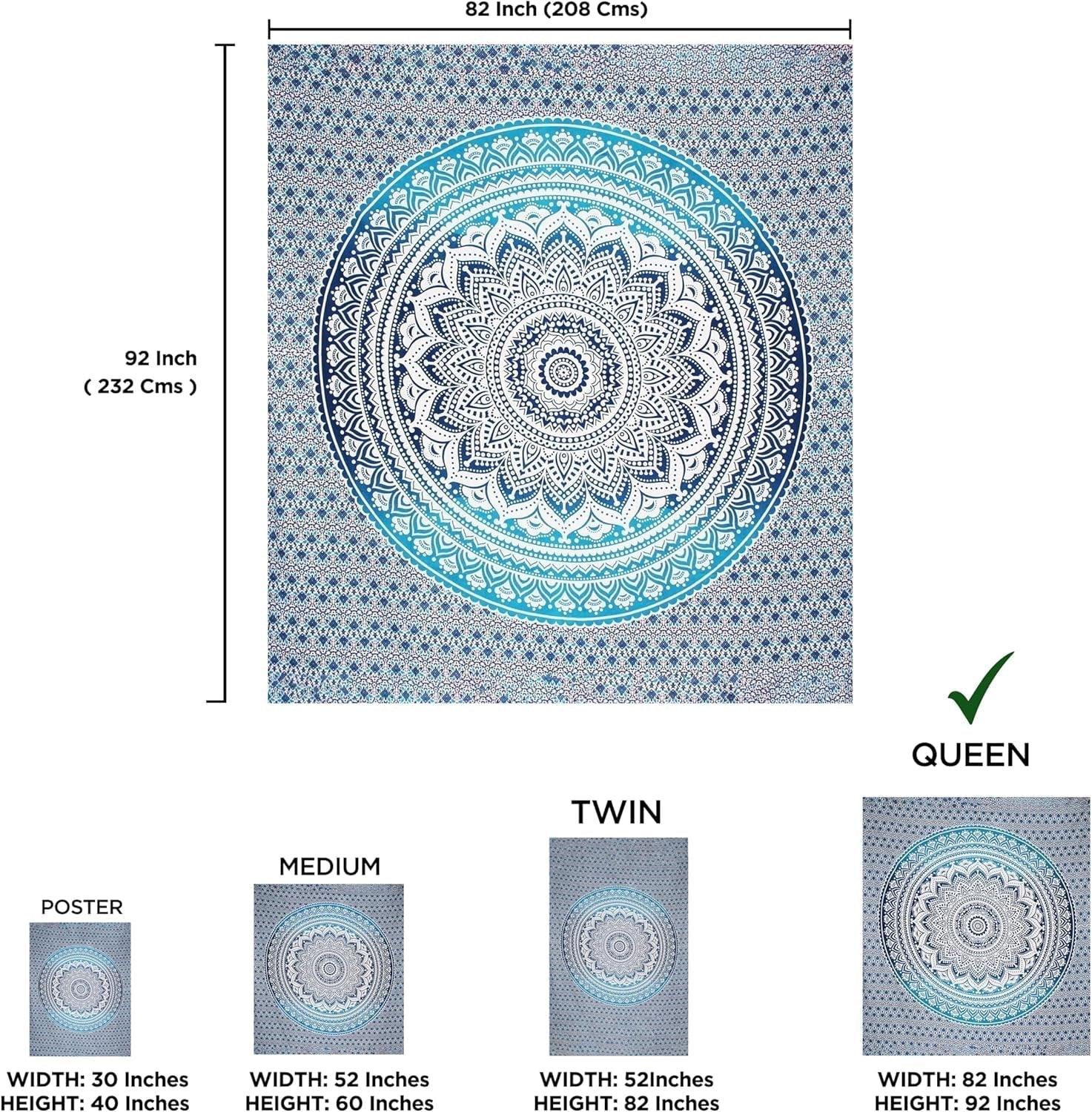 Arazzo indiano mandala blu decorazione estetica della stanza Casa - Accessori e decorazioni Naty Shop