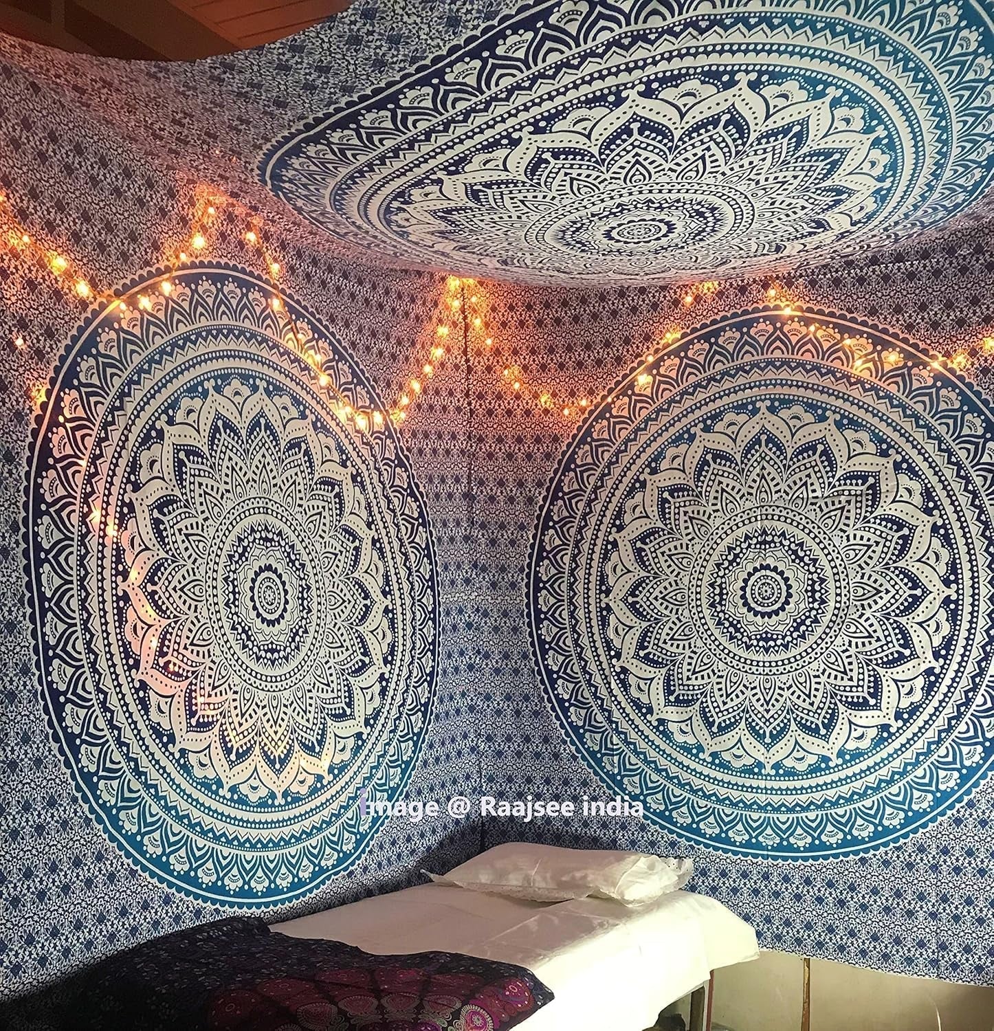 Arazzo indiano mandala blu decorazione estetica della stanza Casa - Accessori e decorazioni Naty Shop