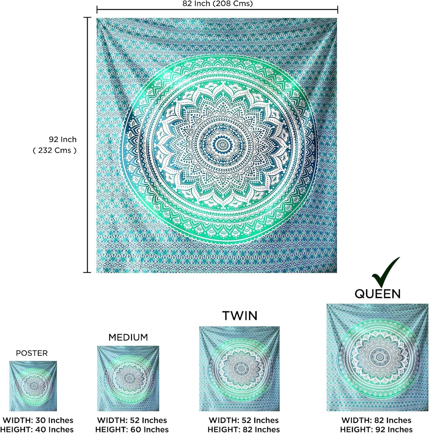 Arazzo indiano mandala verde decorazione estetica Decorazioni per la casa - Accessori e Decorazioni Naty Shop