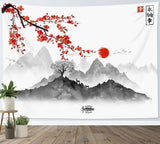 Arazzo giapponese panza rosso fiori di ciliegio sole muro Casa - Accessori e decorazioni Naty Shop Multi 01 200L X 150B Cm