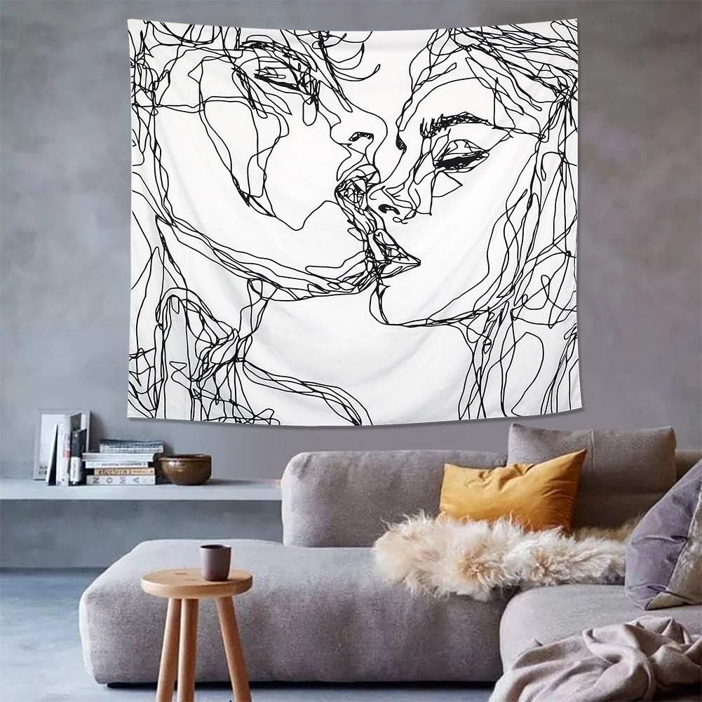 Arazzo lomohoo disegno astratto arte nero bianco baci Home - Accessori e decorazioni Naty Shop