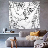 Arazzo lomohoo disegno astratto arte nero bianco baci Home - Accessori e decorazioni Naty Shop