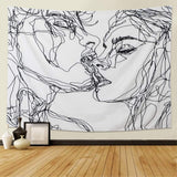 Arazzo lomohoo schizzo astratto arte nero bianco baci Home - Accessori e decorazioni Naty Shop Schizzo astratto arte 130L X 150B cm