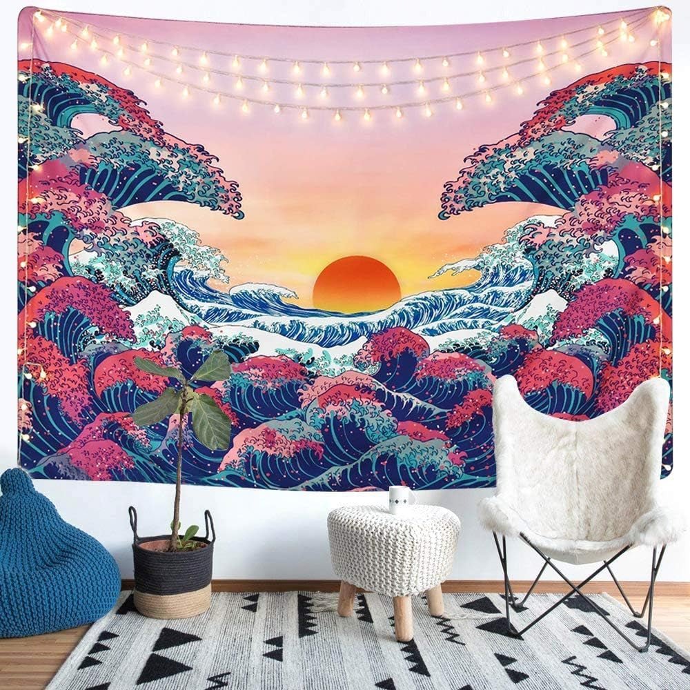 Arazzo lomohoo disegno astratto arte nero bianco baci Home - Accessori e decorazioni Naty Shop Ocean Wave Arancione 150L X 130B Cm